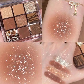 Bảng Phấn Mắt EBINLANDS 9 Màu, Bảng Phấn Mắt Màu Ngọc Trai Mờ, Trang Điểm Sáng Bóng Kim Sa Lấp Lánh Phấn Mắt Mỹ Phẩm
