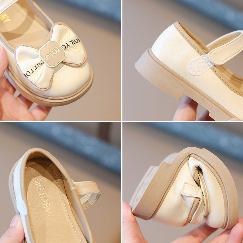 giày búp bê bé gái giày bệt cho bé da PU mềm êm chân chống trượt nơ xinh xắn size đại MG BABY đen trắng full box BB8808
