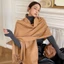 Khăn choàng len cashmere phối tua rua màu trơn đa năng phong cách Hàn Quốc mới