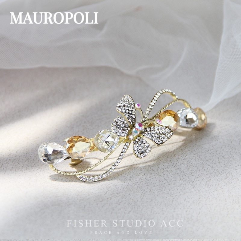 Mauropoli [Sẵn Sàng] Kẹp Tóc Kim Cương Giả Sang Trọng Ánh Sáng Phong Cách Mới Kẹp Tóc Mặt Sau Kẹp Tóc Top Kẹp Tính Khí Đơn Giản Kẹp Mũ Đội Đầu