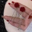 Red Tassel Stud Thu Đông Cao Cấp Cảm Giác Earrings 2025 Mới