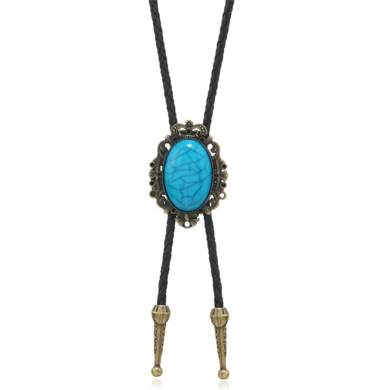 Giữ Turquoise Bolo Ties Cổ Áo Tây Bolo Tie Nam Cao Bồi Cổ Phụ Kiện