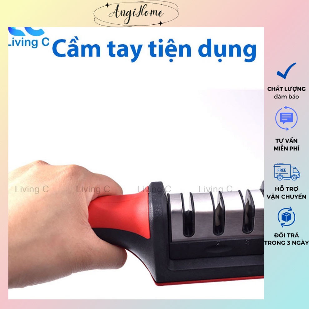 Dụng cụ mài dao kéo 3 cấp độ cầm tay Living C - Mài dao 3 cấp độ nhanh bén siêu tiện lợi - Đá Mài Dao 3 Cấp Độ ANGIHOME
