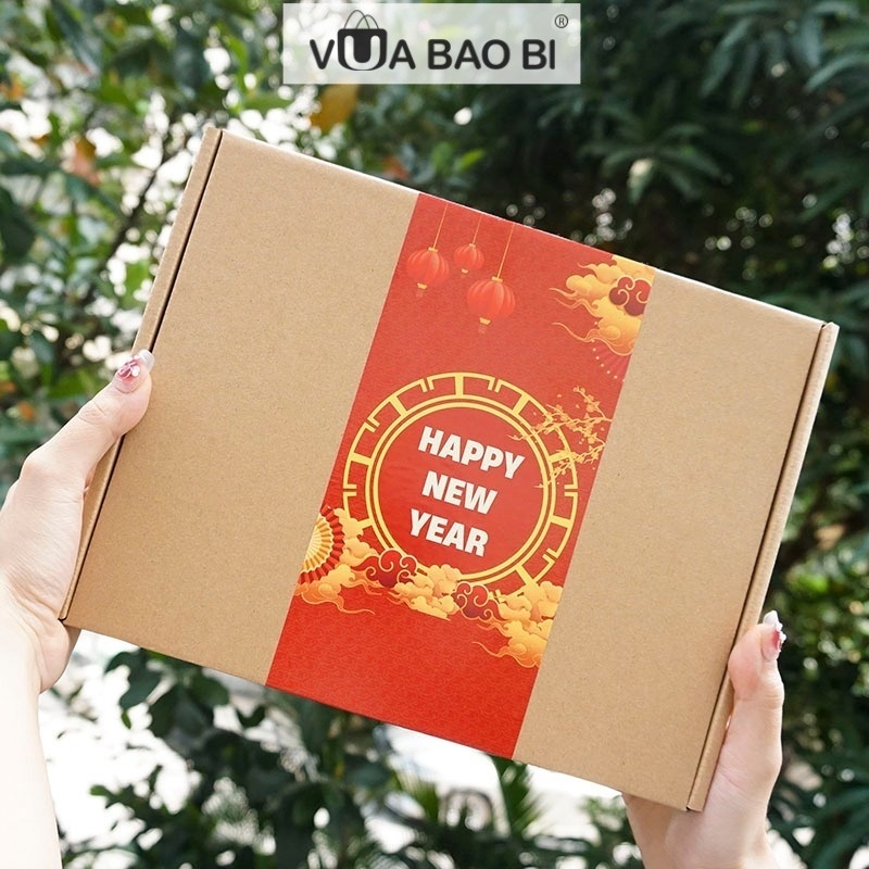 Hộp đựng quà Tết kraft kèm túi, rơm lót - Hộp quà Tết đựng bánh kẹo quà ...