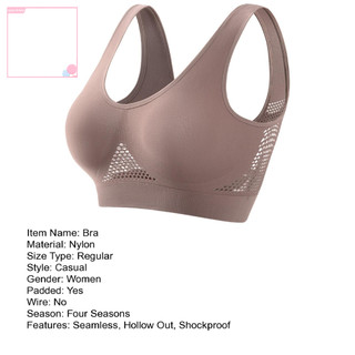 (Superbaby) Áo Ngực Thể Thao Khoét Lỗ Rỗng Co Giãn Cao Không Đường May Thoải Mái Nhiều Màu Sắc Hoàn Hảo Cho Nữ Tập Yoga Và Chạy Bộ Có Sẵn