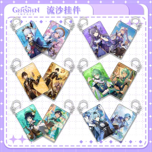 Genshin Impact Kaedehara Kazuha Yae Miko Zhongli Alhaitham Neuvillette Navia Furina móc khóa acrylic cát lún móc chìa khóa mặt dây chuyền acrylic trang trí trò chơi hoạt hình xung quanh