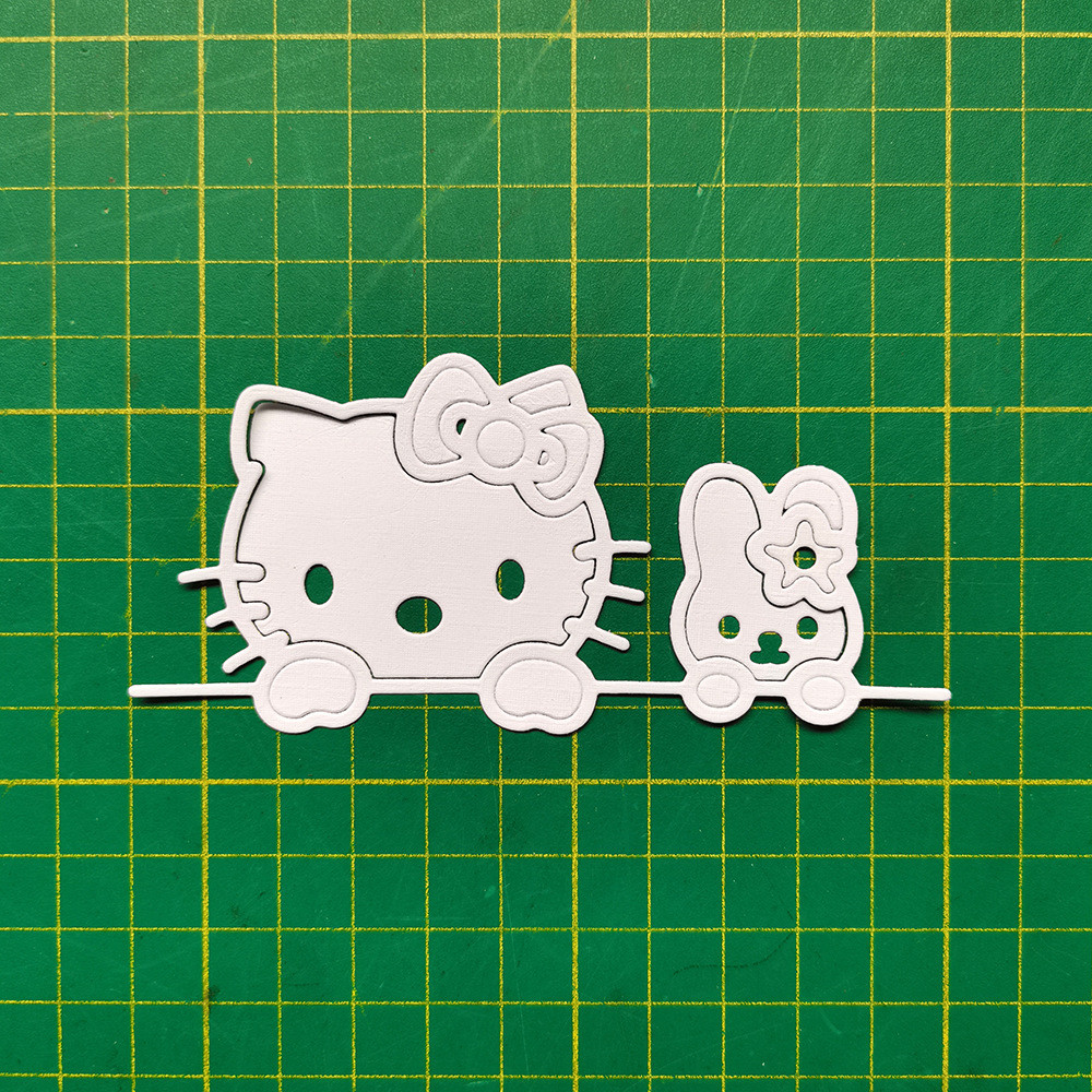 Mèo HelloKitty Kim Loại Thép Carbon Khắc Khuôn Sổ Lưu Niệm DIY Cắt Dập Nổi Mẫu 5199