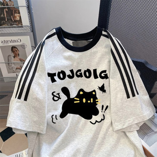 HIIXIIVI Mới 100% Cotton Unisex Áo Thun Nữ Tay Ngắn Nam Nữ Baggy Cổ Tròn Rời In Độc Đáo Cặp Đôi Tee
