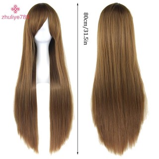 < zhuliye789 > Đa Năng Tổng Hợp Nhiều Màu Sắc Dài Thẳng Cosplay Tóc Giả Tự Nhiên 80cm Phần Mở Rộng Tóc Gothic Hóa Trang Đảng Kiểu Tóc