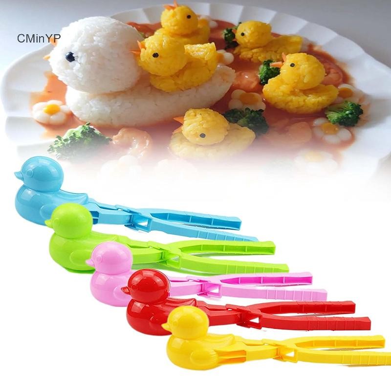 Cminyp Dễ Thương Hình Vịt Khuôn Cơm Máy Làm Kẹp Trẻ Em Ngoài Trời Vịt Nhựa Khuôn Cơm DIY Snowball Maker Khuôn Sushi Có Tay Cầm Vinh Quang