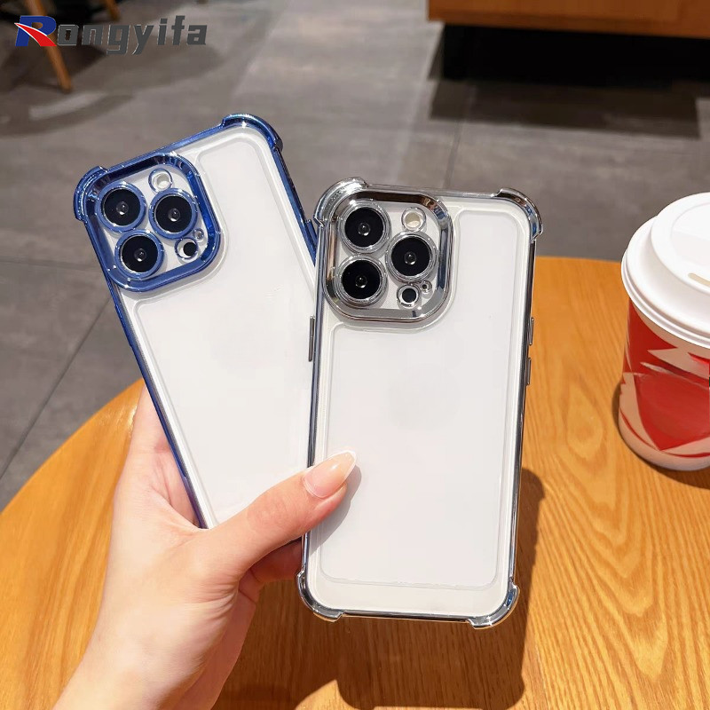 Ốp Điện Thoại Trong Suốt Mạ Sang Trọng Cho Samsung Galaxy A16 A15 A14 A13 A12 A23 A22 5G 4G S21 S20 FE S21 Ultra S20 Plus Vỏ Mềm Chống Rơi Trong Suốt