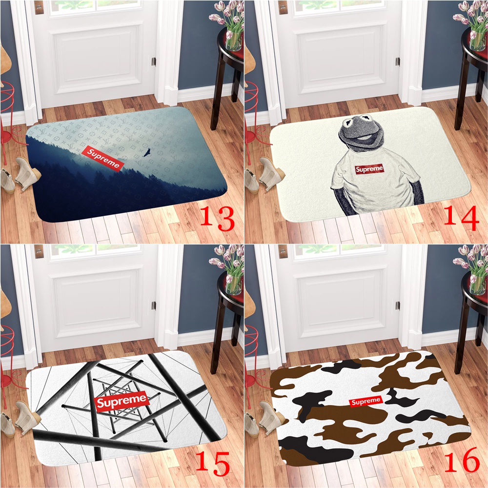 Thảm lót cửa chùi chân Chống Trượt Hình logo supreme Kích Thước 60x40cm