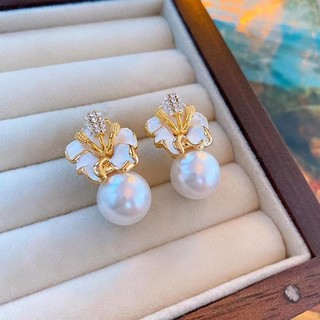 Bông Tai Hình Hoa Đính Ngọc Trai Nhân Tạo Phong Cách Âu Mỹ Sang Trọng Thời Trang Cao Cấp