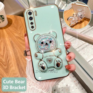 ốp lưng oppo reno 3 reno 3 pro Ốp Điện Thoại tpu Dẻo Mạ Màu 3D In Hình Gấu Nhỏ Đáng Yêu Có Giá Đỡ Cho oppo reno 3 reno 3 pro