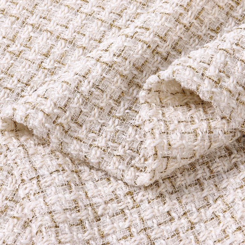 Vải Tweed Lưới 45x150cm - Lụa Vàng Len, Chất Liệu DIY Cho Áo Khoác Nữ TJ20845