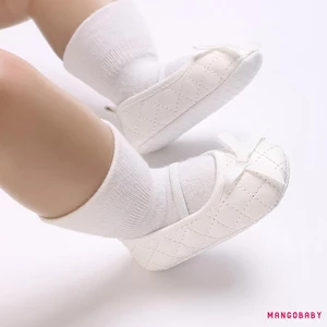 Mg-baby Girls Mary Jane Giày Nơ Quilted PU Princess Flats Giày Đi Bộ Thông Thường Cho Trẻ Sơ Sinh Tập Đi