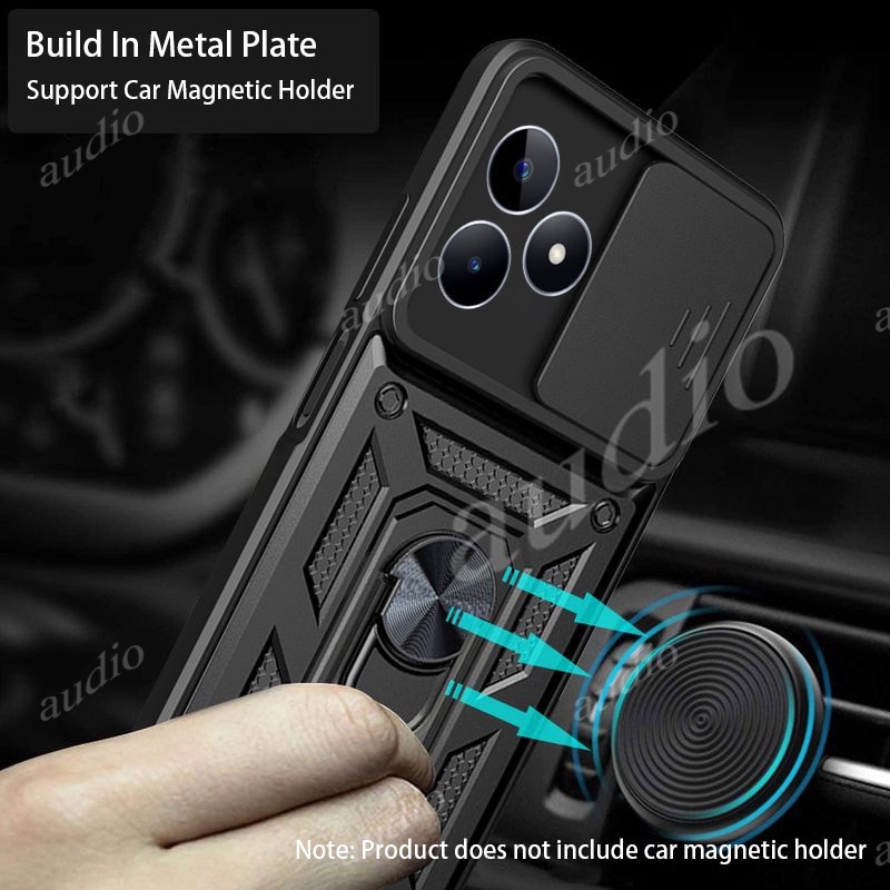 Dành Cho Realme C65s C61 NFC 4G 2024 Ốp Lưng Vòng Kim Loại Giá Đỡ Từ Tính Giáp Vỏ Điện Thoại Cho Realme c65s c61 C 65s 61 C65 S 61C RealmeC65s RealmeC61 4G Đứng Ốp Lưng