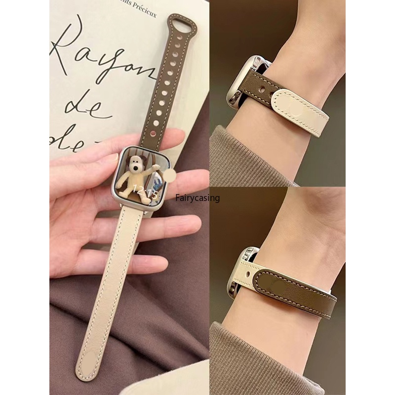 Dây Đeo Bằng Da Mỏng Cho Đồng Hồ Thông Minh apple watch ultra 41mm 49mm 44mm 45mm 40 38 42 mm 9 8 7 3 4 5 6 se 2 1