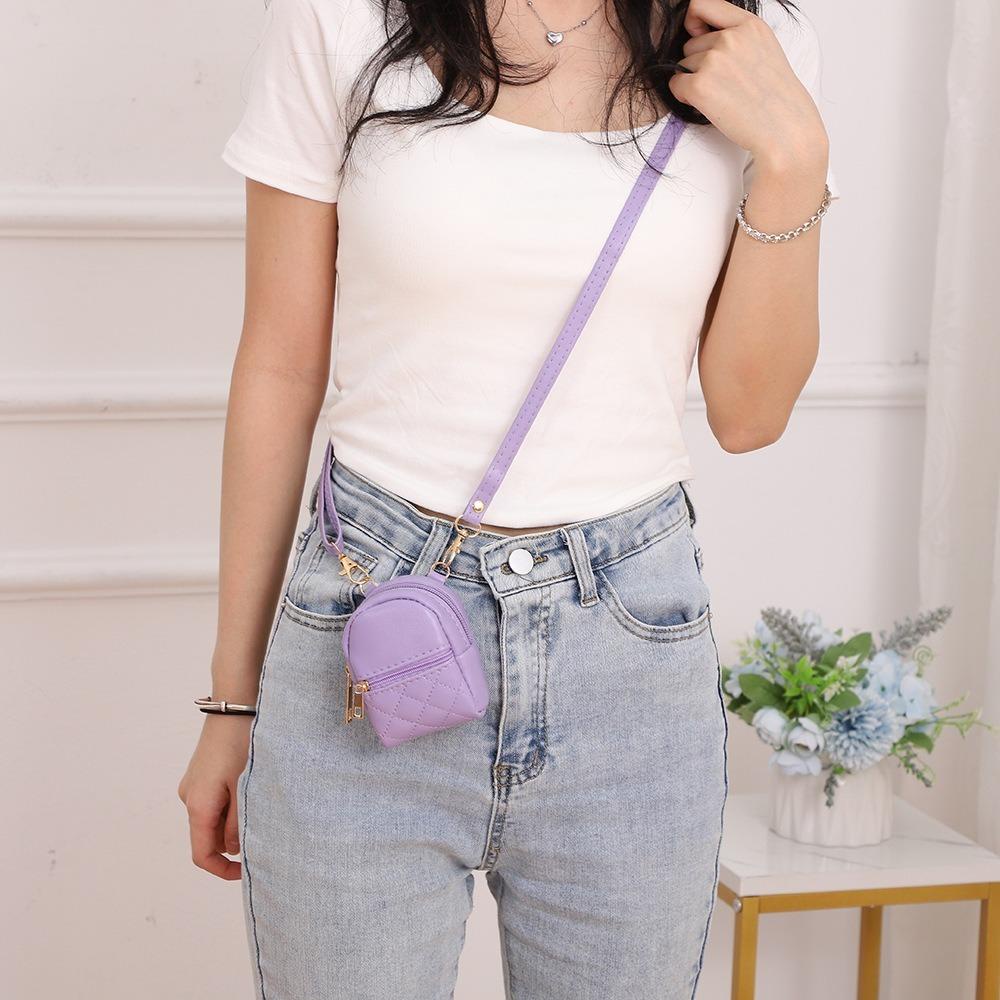 Ví đựng tiền xu JKDESIGN, Túi đeo chéo Mini cầm tay, Túi đeo vai nhẹ bằng da PU màu trơn dành cho nữ