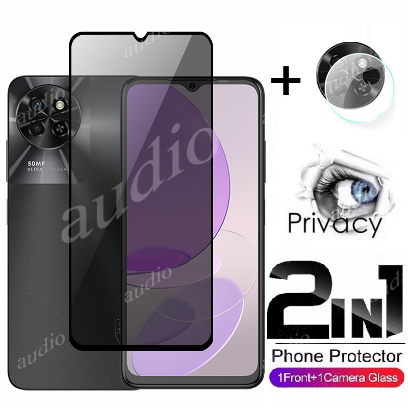 Màn Hình Riêng Tư 2in1 Có Ống Kính Cho Itel S23 S24 4G 2024 Bảo Vệ Màn Hình Riêng Tư Kính Cường Lực Cho Itel S 23 24 23S 24S itelS23 itelS24 Camera Kính Mặt Trước Chống Gián Điệp Phim