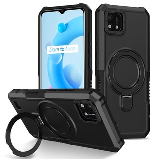 Dành Cho Realme C20 C11 2021 C12 C15 C21 C25 C21Y C25Y Ốp điện thoại Có Giá Đỡ Vòng PC Cứng Mặt Sau Mềm TPU Edge Quân Sự Chống Rơi Vỏ Mỏng Chống Sốc