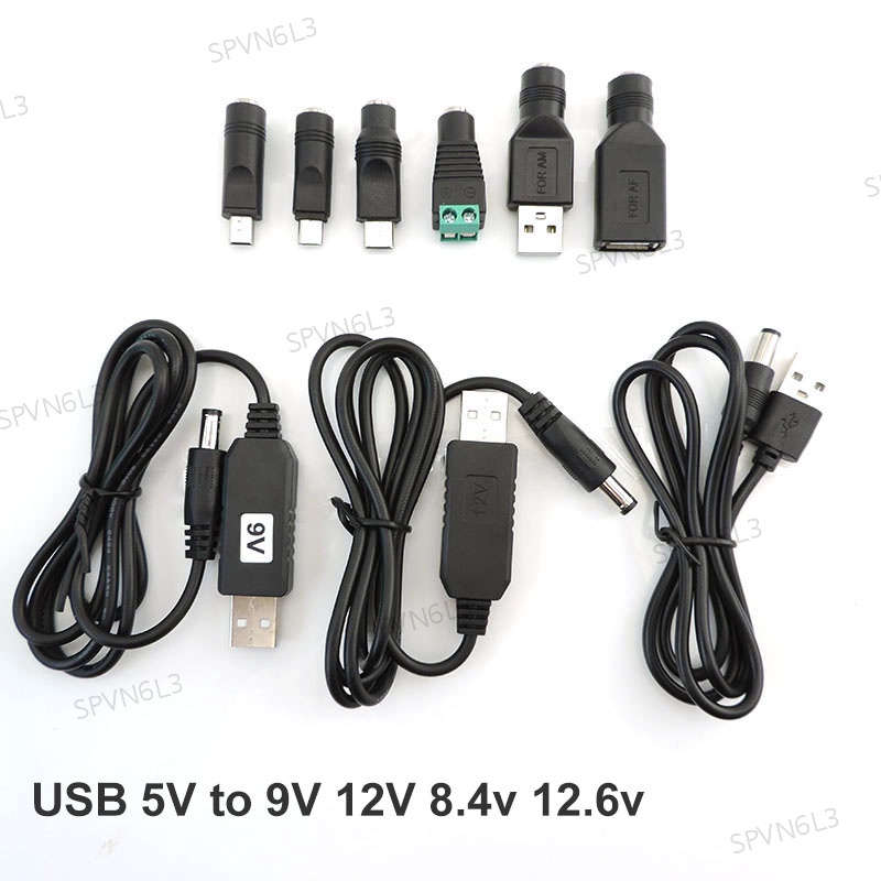 Câble USB Vers DC 5.5x2.1mm 1m Avec 8 Adaptateurs - Alimentation 5V/9V/12V Pour Ordinateurs Portables Et Périphériques