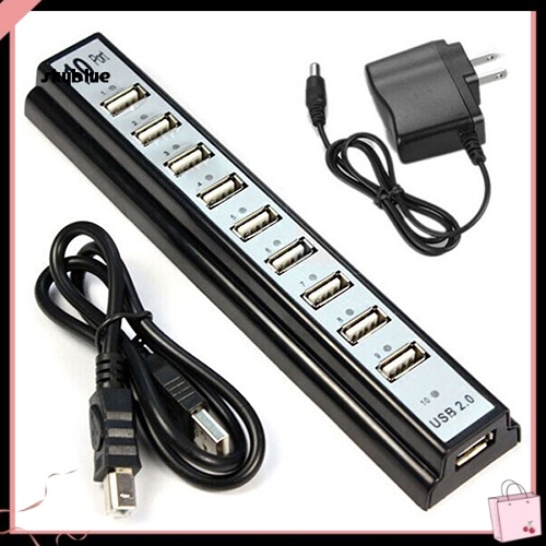 [Sy] Bộ chia Hub USB 20 tốc độ cao 10 cổng + Bộ chuyển đổi nguồn US cho máy tính xách tay PC