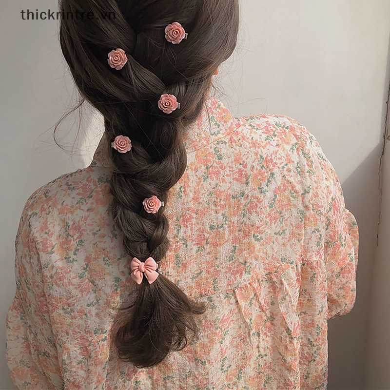 Kẹp Tóc Hình Nơ / Hoa / Trái Tim Màu Hồng Dễ Thương Phong Cách Hàn Quốc Cho Nữ