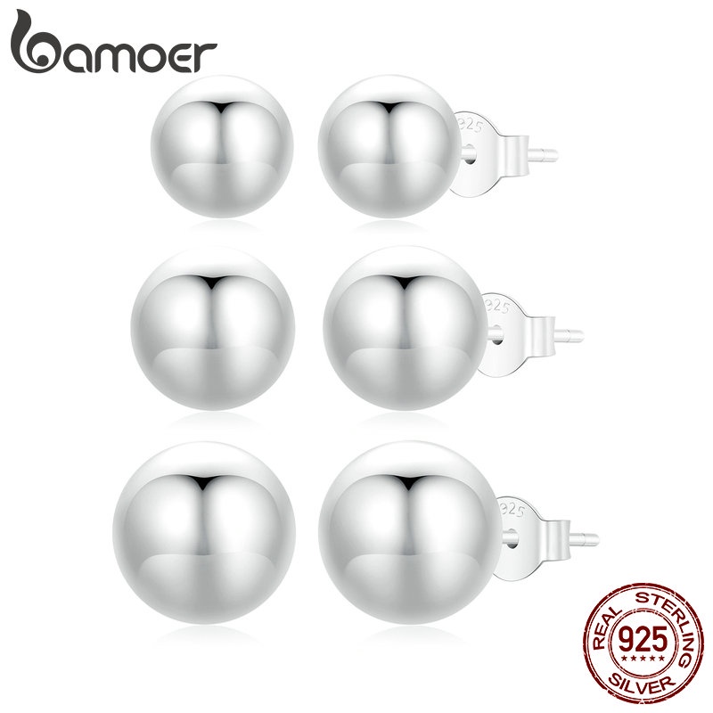 Bamoer Bông Tai Bạc sterling 925 Hình Cầu Thời Trang Cho Nữ