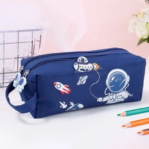 Túi Đựng Bút Bằng Vải Canvas Cỡ Lớn In Hình Phi Hành Gia Không Gian Tiện Dụng Cho Học Sinh