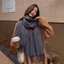 Khăn choàng len cashmere phối tua rua màu trơn đa năng phong cách Hàn Quốc mới