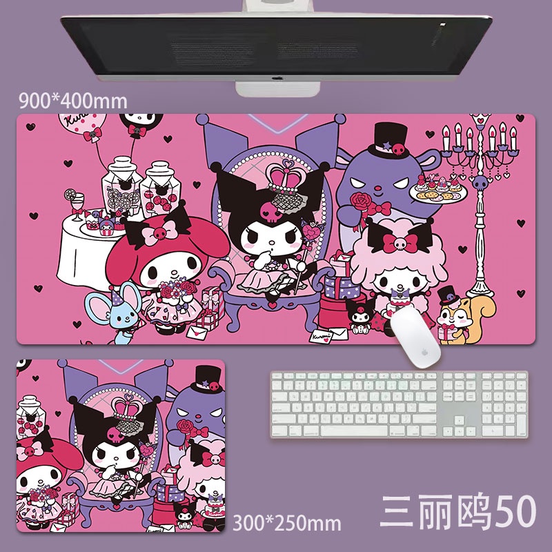 Sanrio Hoạt Hình Lớn Miếng Lót Chuột Dễ Thương Cinnamoroll Kuromi Anime Chống Trơn Trượt Miếng Lót Bàn Laptop Bàn Phím Thảm