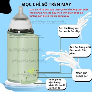 Máy hâm sữa cầm tay Finose không dây tự động có đèn chính hãng ủ sữa cho bé  sạc USB giữ nóng ổn định nhiệt độ