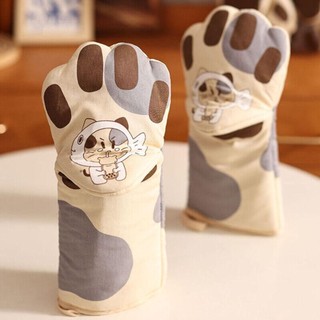 Găng tay lò nướng DWELLCO Cat Paws, Găng tay lò nướng bông màu xám, Găng tay cách nhiệt lò vi sóng chống bỏng bảo vệ nhiệt