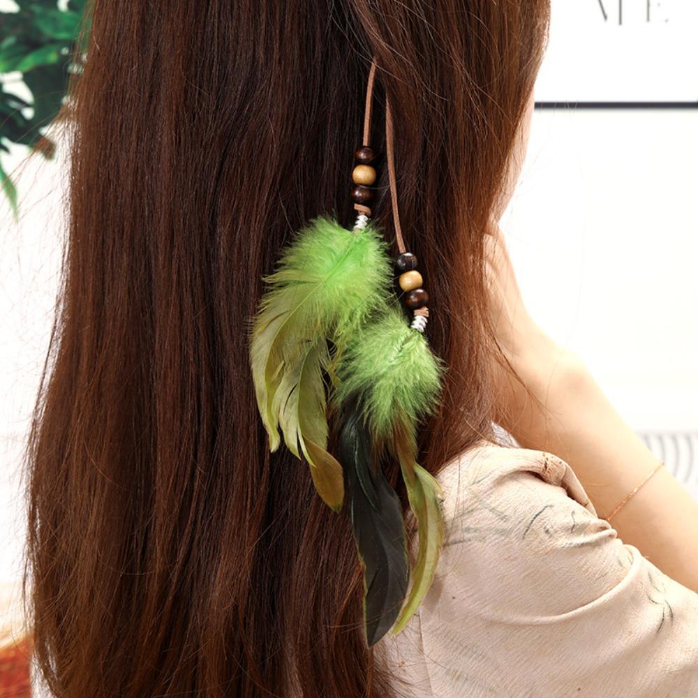 JIMMYCHOOEC Mũ Lông Vũ, Tua Dài Vintage Mũ Lông Vũ Băng Đô, Phụ Kiện Tóc Gypsy Trang Phục Handmade Đảng Phong Cách Boho Tóc Cô Gái