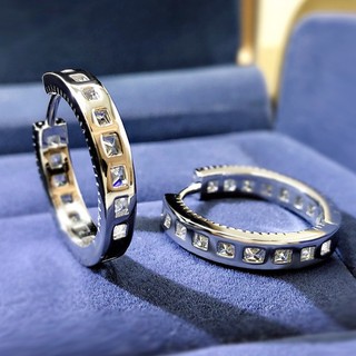 Bông Tai Mạ Bạc 925 Đính Đá Zircon Đơn Giản Thời Trang Cho Nữ