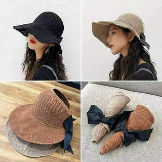 Mũ cói cuộn có nơ siêu xinh
