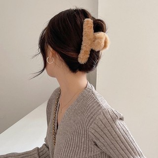 Kẹp tóc càng cua phủ lông mềm mịn dễ thương dành cho nữ phong cách Hàn Quốc