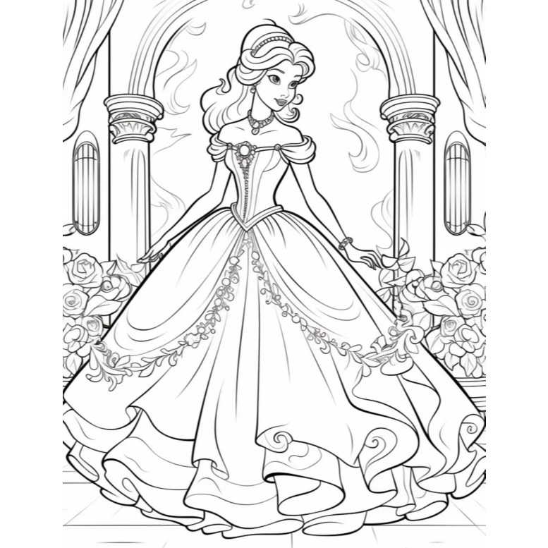 Bộ 50 Tờ Tranh Tô Màu Công Chúa Anime Chibi Cực Dễ Thương - Đồ Chơi Giấy Cô Gái Cute Cho Bé TM6000