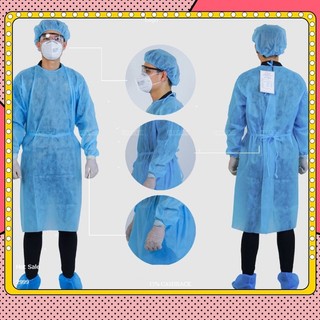 PXTM Áo Choàng Y Tế Bằng Vải Không Dệt Dùng Một Lần Bảo Vệ An Toàn Áo Trắng kèm nón