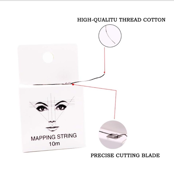 Chỉ than hoạt tính đo vẽ lông mày cuộn MAPPING STRING 10m, chỉ vẽ lông mày màu trắng