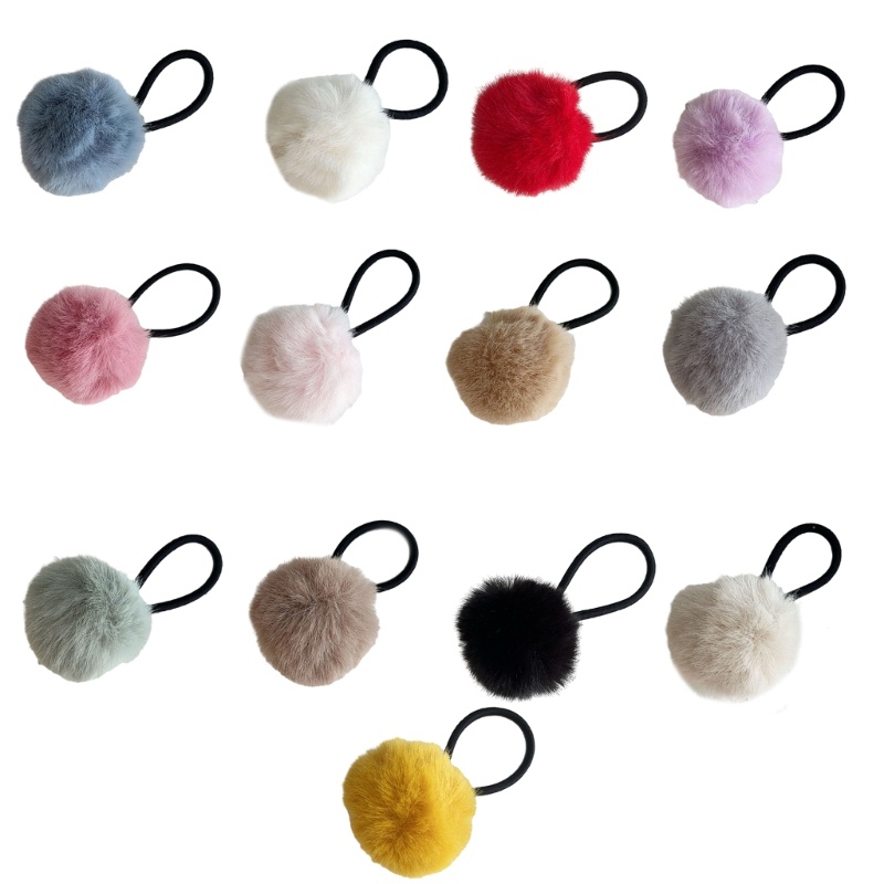 Coo 2 Chiếc Dễ Thương Pompoms Dây Buộc Tóc Cho Nữ Đuôi Ngựa Giá Đỡ Dễ Thương Scrunchies Nhiều Màu Sắc Lông Tóc Dây Buộc Tóc