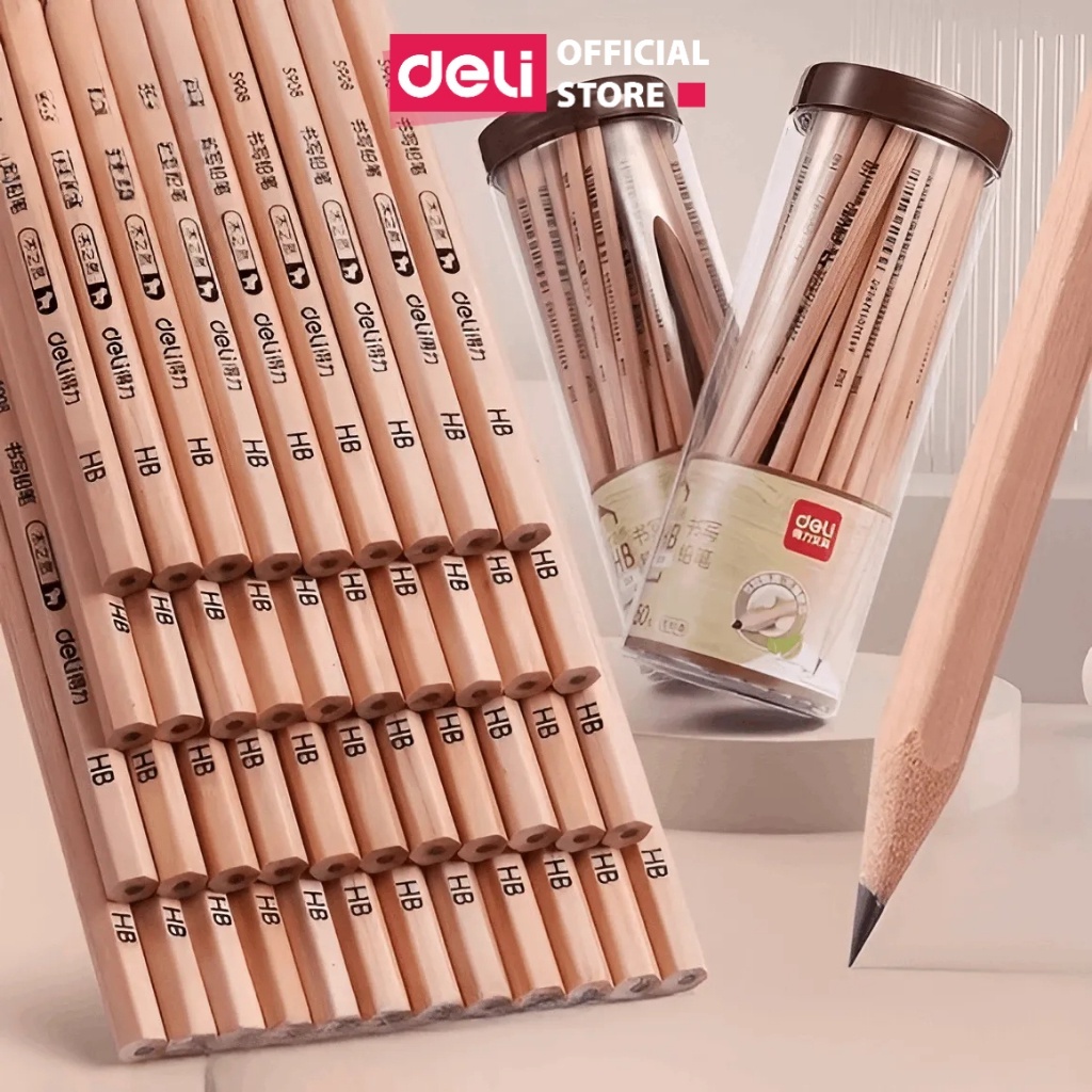 Hộp 30 bút chì lục giác Deli - HB/2B thân gỗ tự nhiên, an toàn cho người sử dụng, vẽ mỹ thuật phác thảo