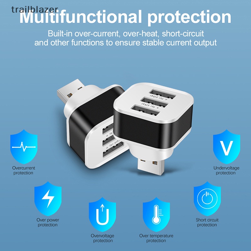 Bộ Chia 3 Cổng usb 2.0 Tích Hợp Đèn Báo Tiện Dụng Cho Xe Hơi Mới
