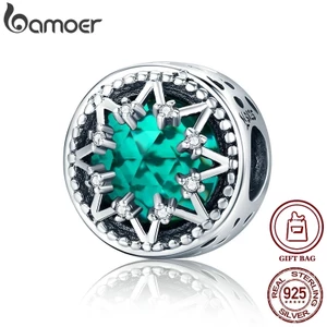 Hạt xỏ vòng tay Bamoer Scc308 bằng bạc 925 họa tiết bông tuyết đính đá sang trọng
