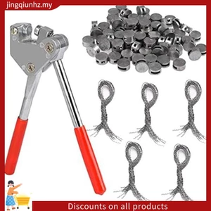 100 Chiếc Vòng Chì Niêm Phong Đậu Đường Kính 8mm, 100 Chiếc Dây Thép, 1 Chiếc Niêm Phong Crimper Với Tay Cầm Phủ Nhựa Đỏ Bộ Con Dấu Chì