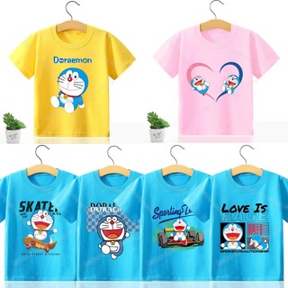 [Hàng Tại Chỗ] Áo Thun cotton Ngắn Tay Thấm Hút Mồ Hôi Thoáng Khí In Hình doraemon Thời Trang Thích Hợp Làm Quà Tặng Hàng Ngày Cho Trẻ Em