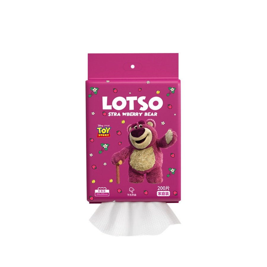 Giấy Lau Đa Năng, Khăn Giấy 200 Tờ Gấu Dâu Lotso Mềm Mại, Không Chất Tẩy Rửa Sử Dụng Tiện Lợi An Toàn Cho Da [SHOP.MH]