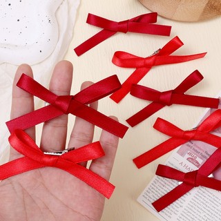 Bộ 2 Kẹp Tóc Hình Nơ Ruy Băng Màu Đỏ Y2K Xinh Xắn Cho Nữ