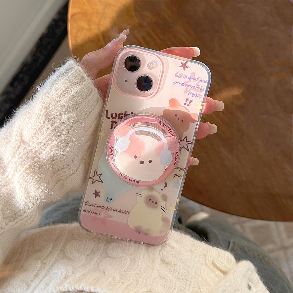 Ốp Lưng Cứng Tương Thích Với iPhone 13 13Pro 13ProMax 14 14Pro 14ProMax 15 15Pro 15ProMax 16 16Pro 16ProMax 17 17Pro 17ProMax Ốp Nam Châm Họa Tiết Ba Mèo